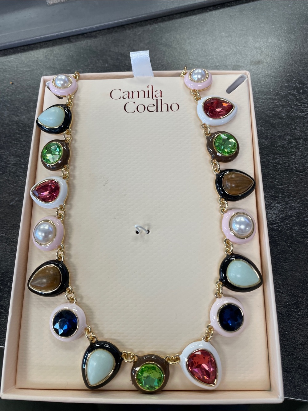 Camila Coelho Multicolor Gemstone Statement Necklace - Gold